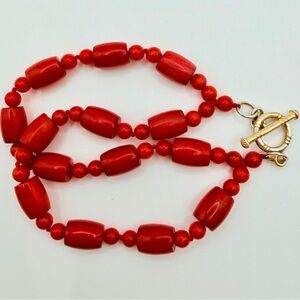 Sterling Silver Red Coral Double Strand Bracelet